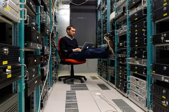 programmer in server room