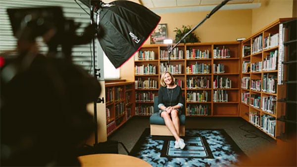 woman doing a talk show