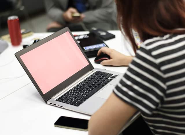 Person using a laptop computer